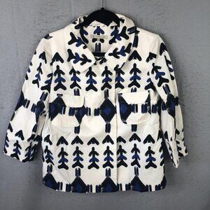 L'Autre Chose Jacket Womens 46 White Geometric Tribal Print Cotton Made Italy